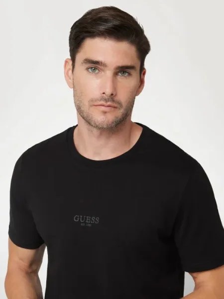 Tricou Guess Jeans scurt negru
