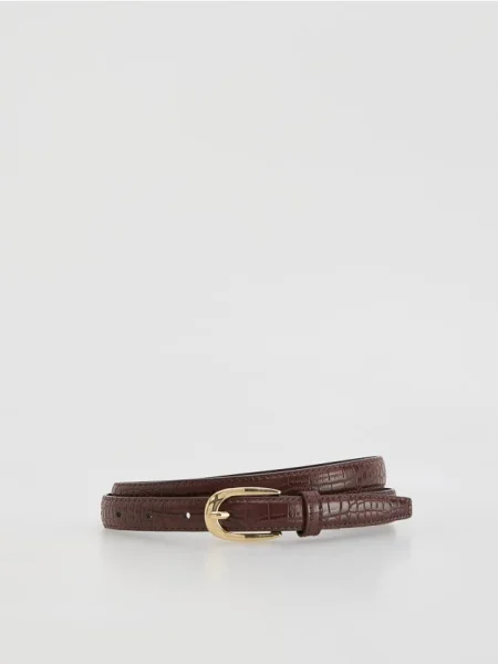 Reserved Ремінець з комбінованих матеріалів коричневий