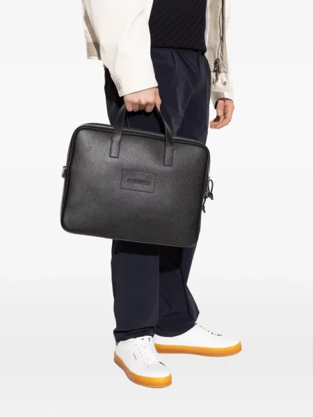 Кожена чанта Emporio Armani черно