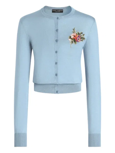 Cardigan Dolce & Gabbana cu model floral albastru