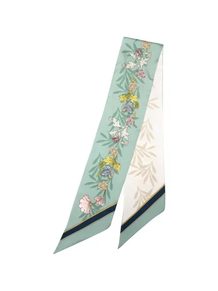 Fular Elizabetta de mătase cu model floral cu imagine verde