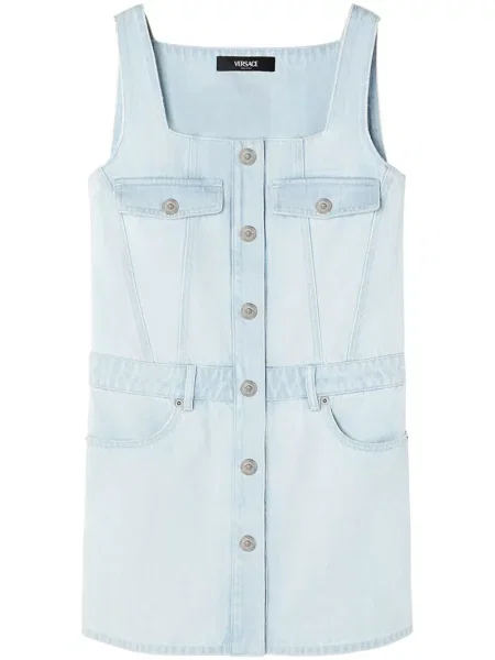 Rochie din denim Versace albastru