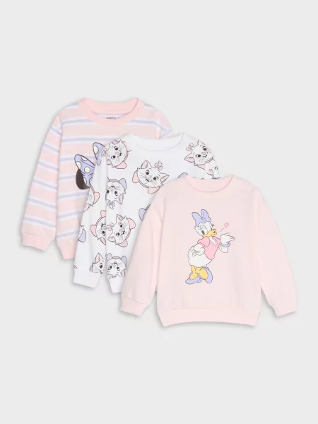 Sinsay mikiny crewneck s potiskem 3 pack Disney pastelová růžová