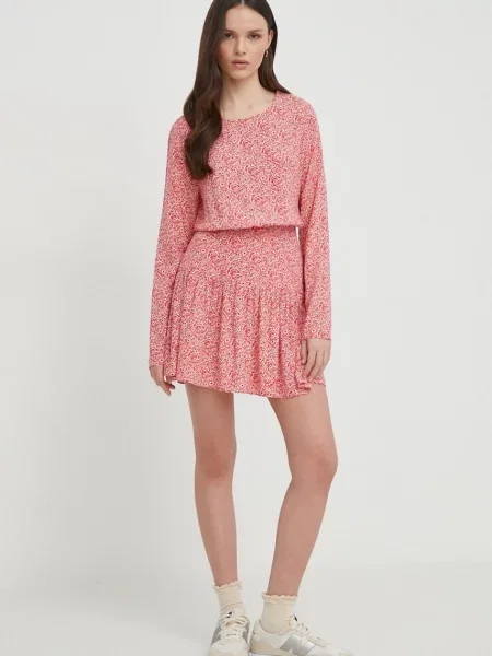 Мини джинсовое платье Pepe Jeans клеш красное