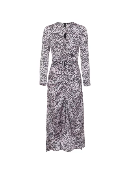 Rochie midi Maje cu imagine cu model leopard roz