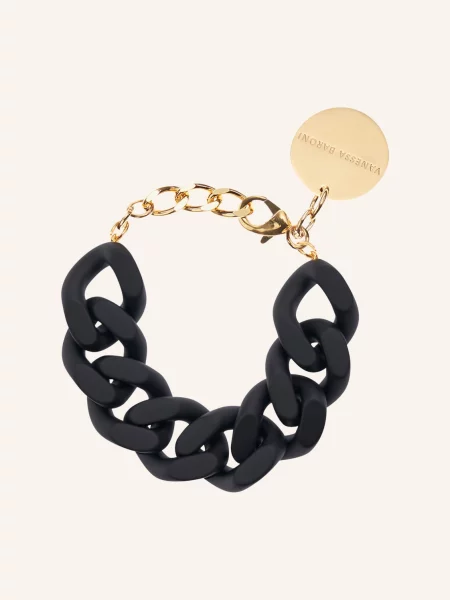 Vanessa Baroni Náramek Flat Chain / zlatá černá