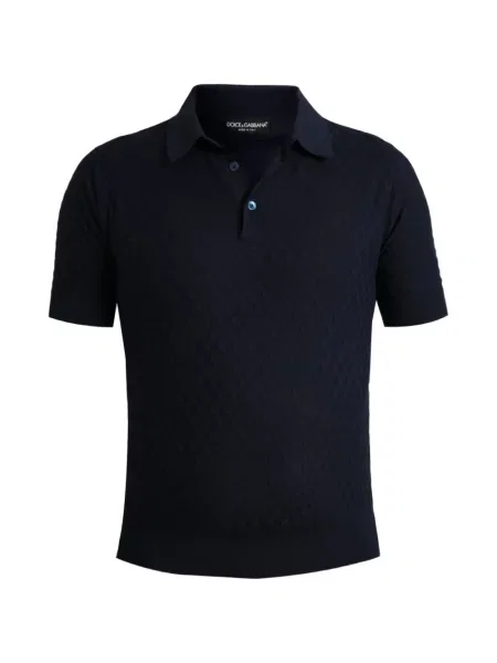 Scurt tricou polo Dolce & Gabbana de mătase albastru