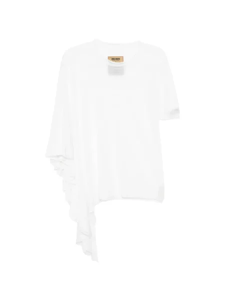 Tricou Uma Wang asimetric alb