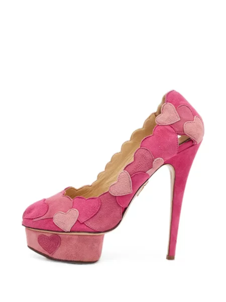 Pantofi cu toc Charlotte Olympia cu motiv cu inimi roz