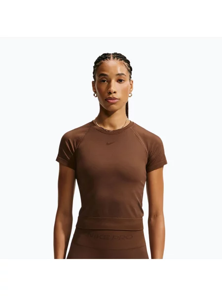 Дамска тренировъчна тениска Nike Pro Seamless Dri-Fit SS cacao wow кафяво