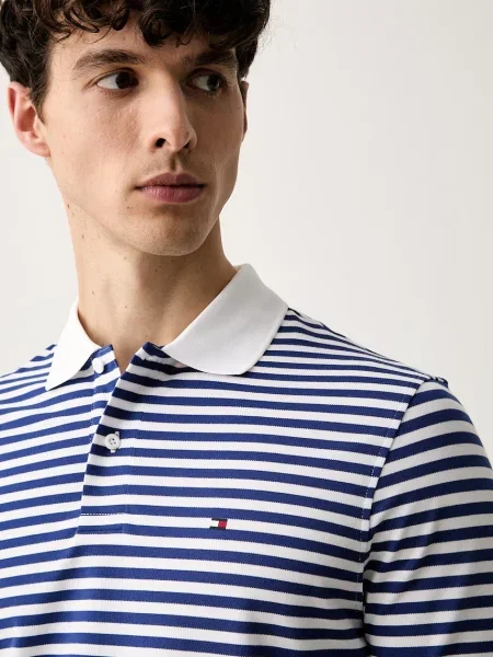 Tommy Hilfiger тениска с яка мъжка с синьо