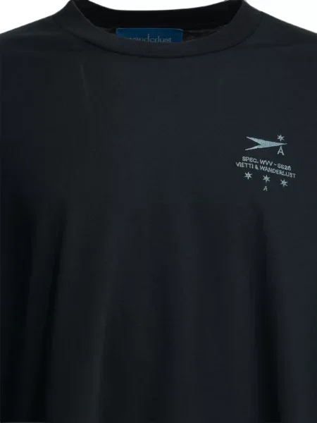 Lung tricou Wanderlust cu imagine albastru
