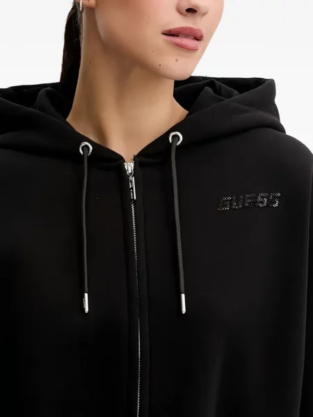 Hoodie Guess με αυτόγραφο μαύρο