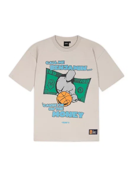 Tricou supradimensional Auf Dem Geld azur / grej / verde stuf negru