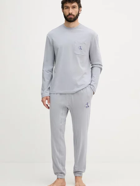 Calvin Klein Underwear kétrészes férfi pizsama elasztánnal szürke