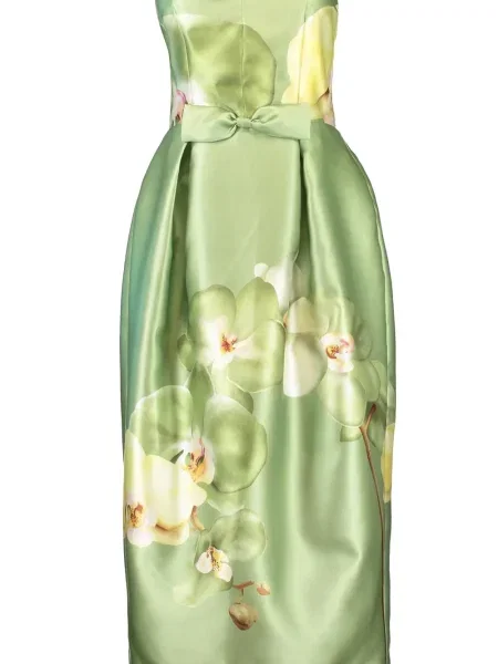 Rochie Aston Studio cu funde cu model floral de costum verde