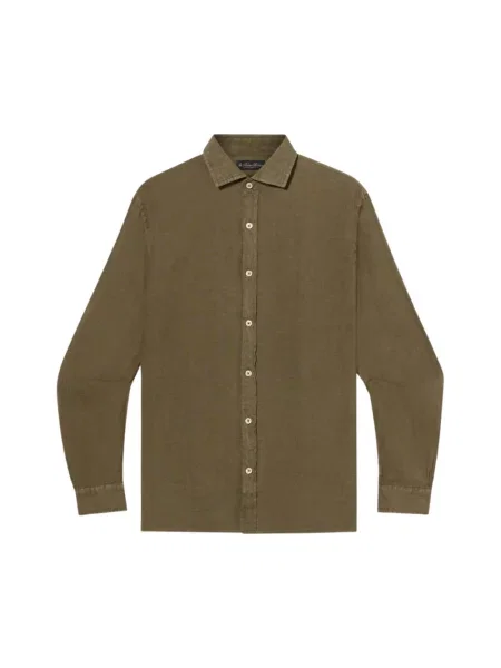 Lniana koszula Brooks Brothers zielona