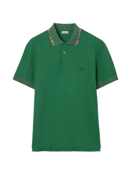 Tricou polo Burberry în carouri verde