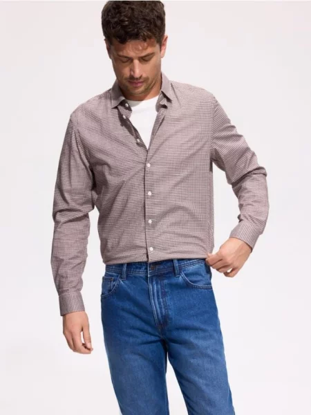 Reserved Картата сорочка regular fit коричневий