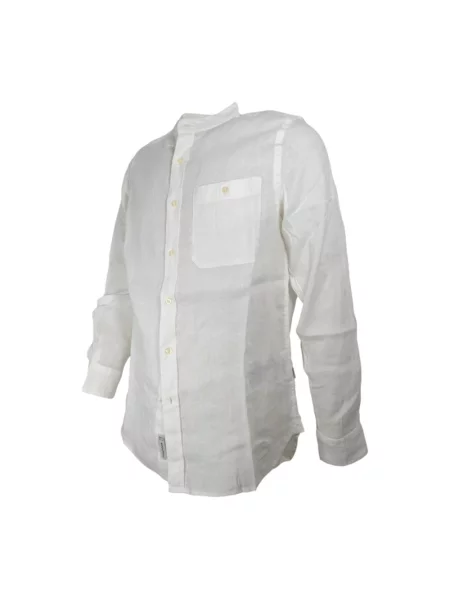 Lniana koszula Woolrich ze stójką biała