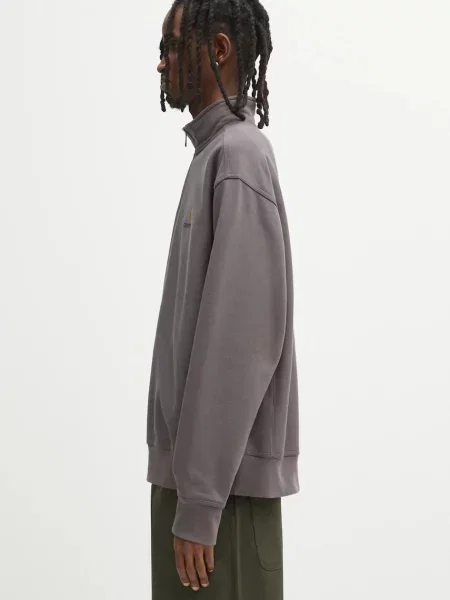 Carhartt WIP bluza Half Zip American Script z aplikacją szary