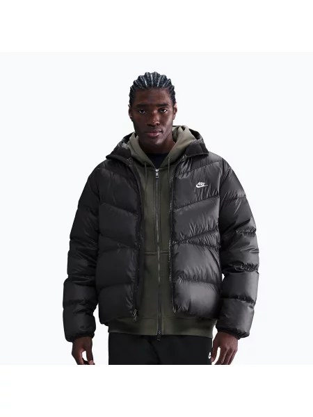 Geacă cu puf pentru bărbați Nike Windrunner black/black/white alb