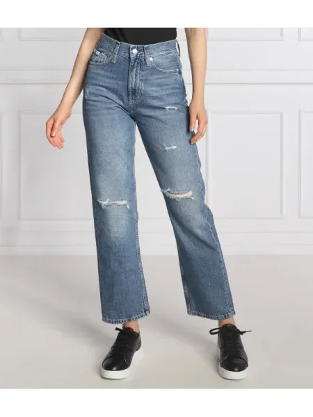 Calvin Klein Jeans Blugi | Straight fit | high rise albastru