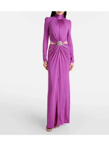 Rochie Rabanne din jerseu de cristal violet