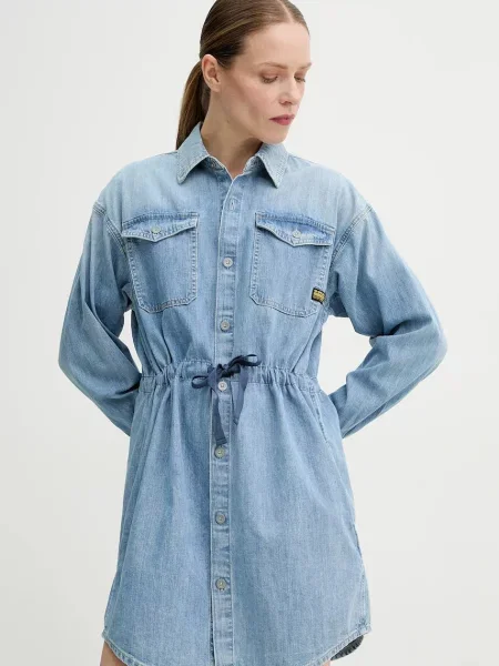 G-Star Raw sukienka jeansowa mini prosta niebieski