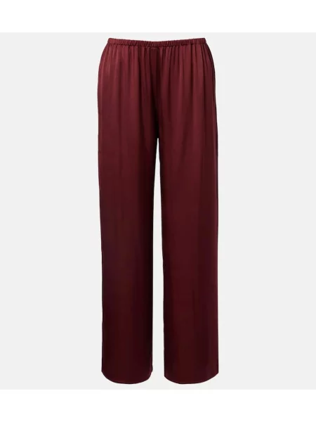 Pantaloni Asceno din satin bordo
