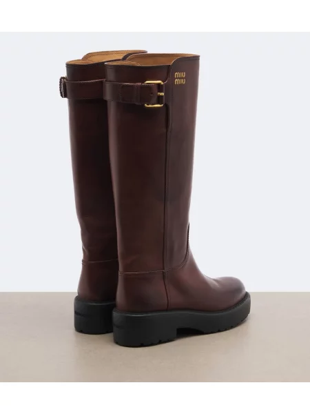 Cizme Miu Miu din piele maro