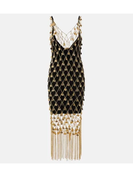 Rochie midi Paco Rabanne până la genunchi de costum auriu