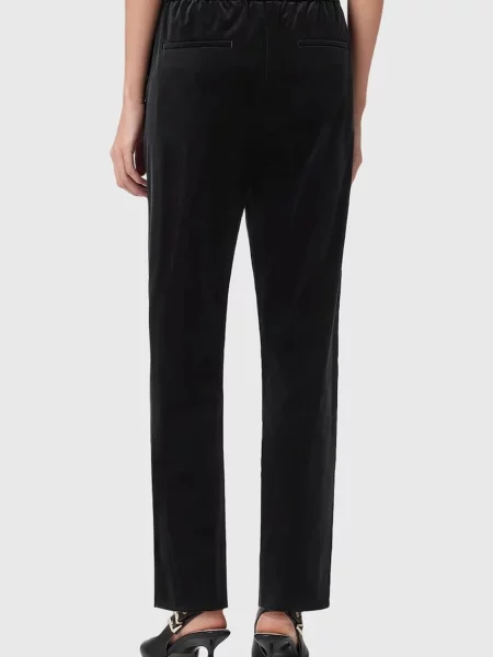 AllSaints spodnie welurowe dopasowane high waist czarny