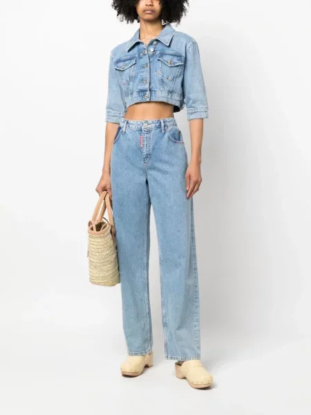 Jeansy Moschino z wysoką talią niebieskie