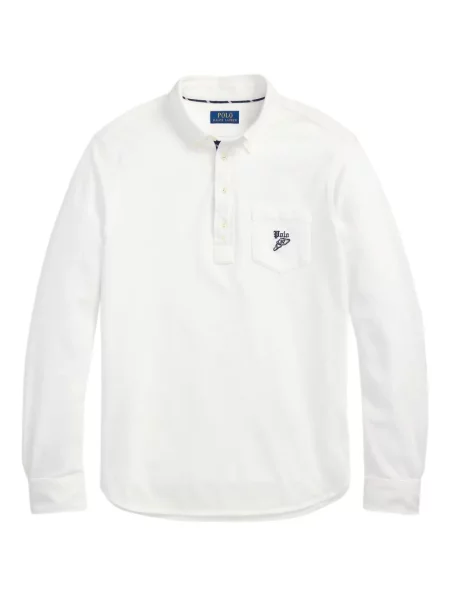 Tricou Polo Ralph Lauren din piele cu broderie în carouri maro