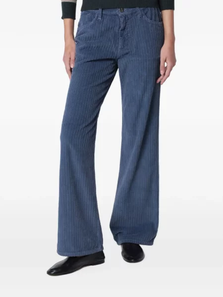Pantaloni Alexandra Golovanoff de catifea cord evazate albastru