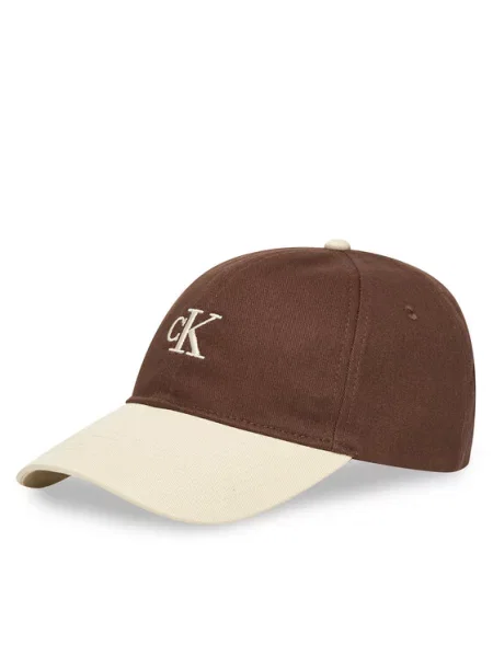 Calvin Klein Kapa s šiltom Monogram Emb Colorblock Baseball rjava