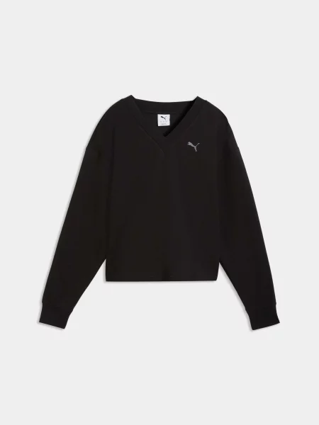 Світшот PUMA Ess Elevated V-neck Crew Dk комбінований верх чорний
