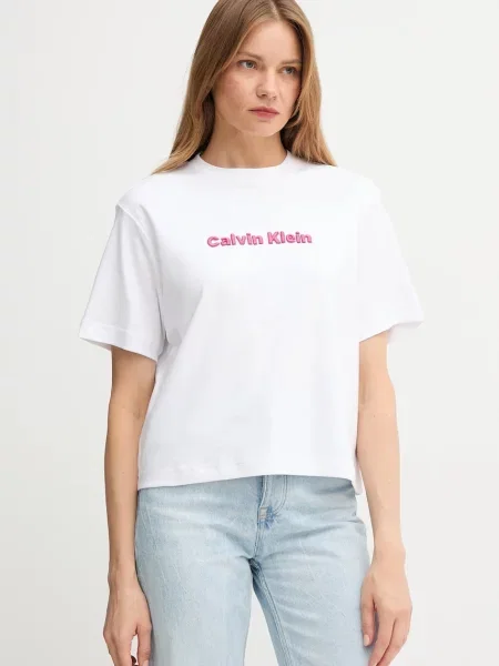 Тениска Calvin Klein Jeans дамска бяло