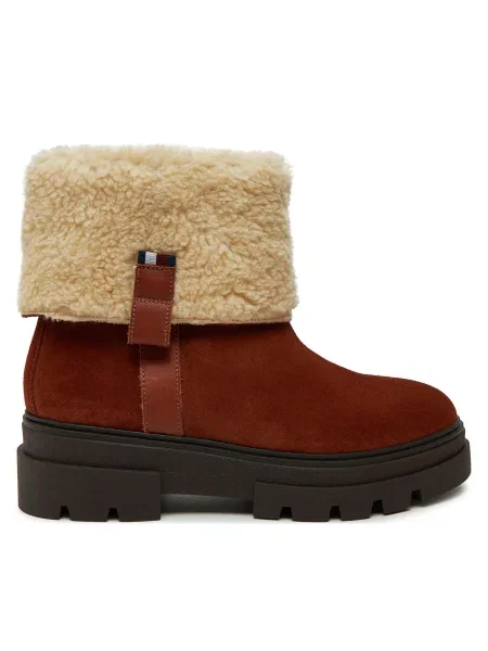 Tommy Hilfiger Botine Faux Fur Suede Roll-Down Boot maro