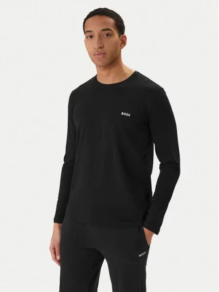 BOSS loungewear majica z dolgimi rokavi z elastanom Mix&Match LS-Shirt R črna