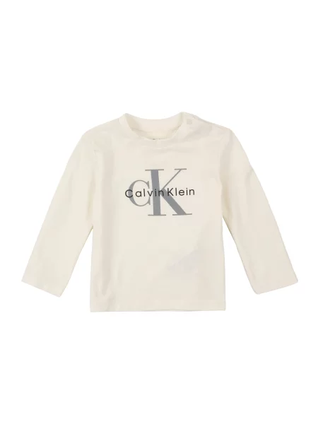 Calvin Klein Jeans Tricou Newborn Long Sleeve Logo bej / negru alb