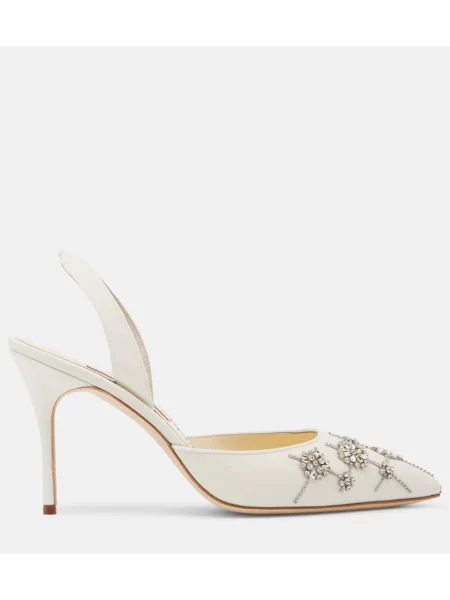Pantofi cu toc Manolo Blahnik slingback alb