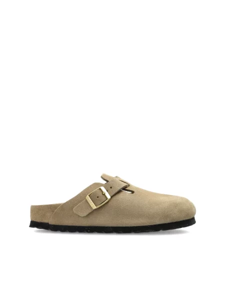 Klapki Birkenstock zamszowe beżowe