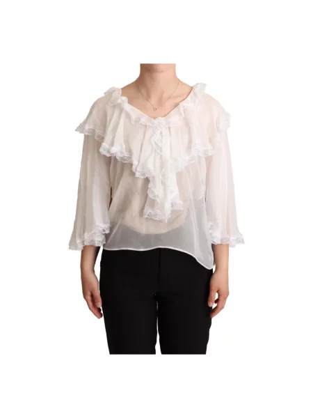 Bluzka Dolce And Gabbana koronkowa biała