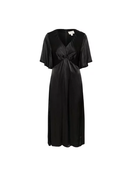 Lniana sukienka midi Soaked In Luxury czarna