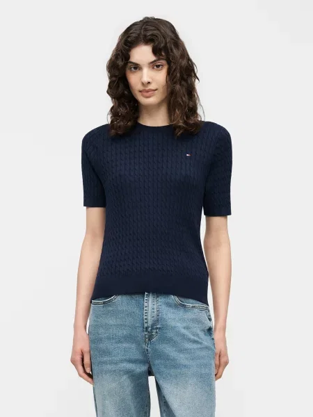 Tommy Hilfiger pulover cu mânecă scurtă pentru femei din albastru