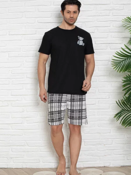 Trendyol Pijama scurtă ecru negru