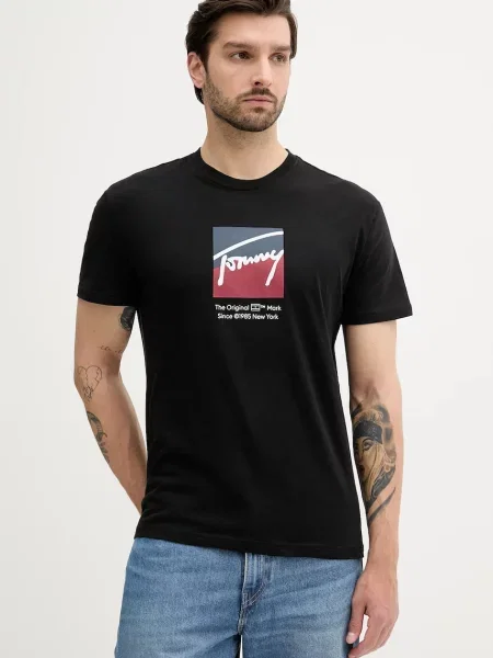 Majica Tommy Jeans s tiskom crna