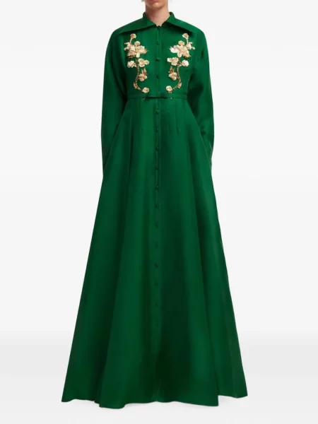 Rochie maxi Leo Lin cu model floral verde